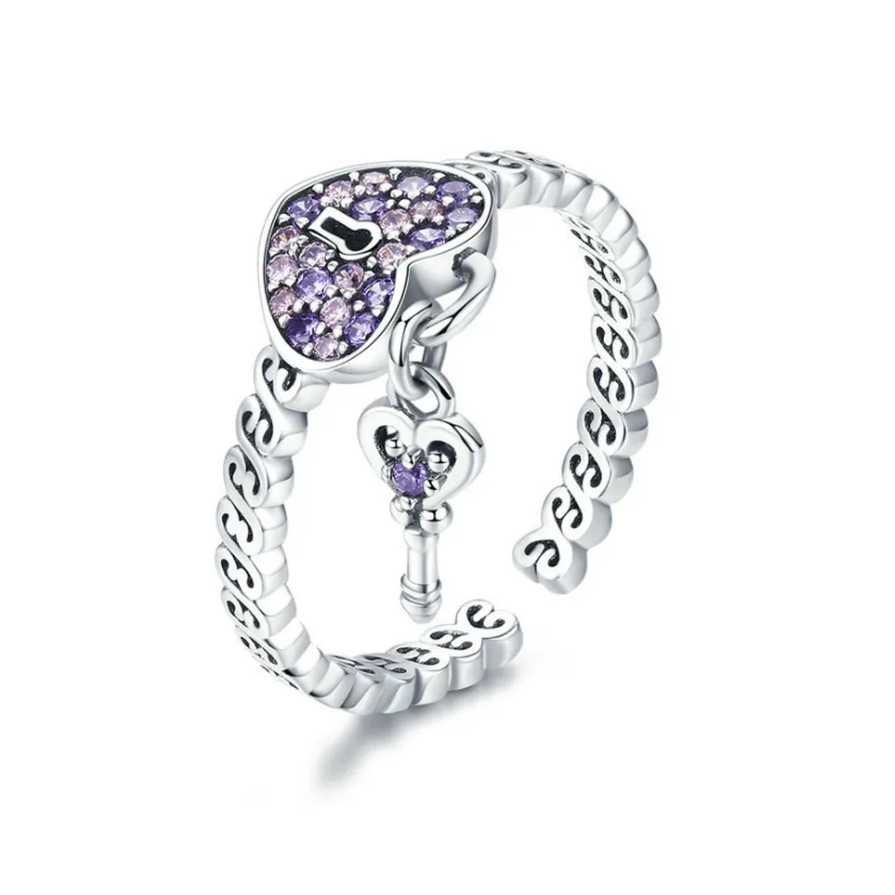 Женские фиолетовые кольца LAN PALACE из стерлингового серебра с сердечком и