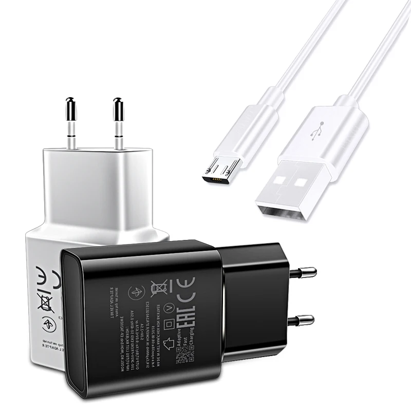 Дорожное зарядное устройство USB + зарядный кабель Micro для Samsung Galaxy A6 Plus J3 J4 J6 J7 J8 2018 J1