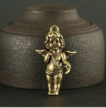 

Handmade Solid Brass Retro statue wings Angel figure DIY Pendant craft ornament Miniature Fitting Keychain Pendant a1109
