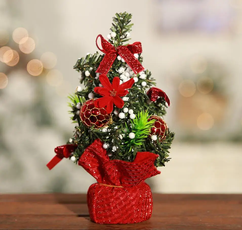 Золотой New Mini Christmas Tree Small Tree Christmas Table Decoration Christmas Car Interior Accessories Living Room Bedroom Ornaments - Название цвета: Золотой