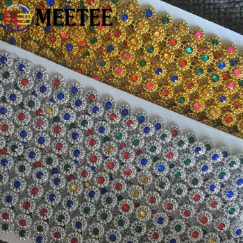 

9yards Meetee 1/1.5cm Plastic Sequin Dot Diamond Lace Trim DIY Acrylic Decorative Clothing Stage Performance Accessories