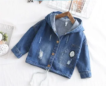 

80-100cm height new 2019 autumn boys denim jackets with hood 1pc boys jackets fashion style casual kids jackets for boy