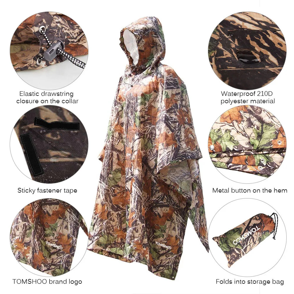 3 in 1 Raincoat 2 Color Outdoor Travel Rain Poncho Backpack Cover Waterproof Tent Awning Climbing Camping Hiking | Дом и сад