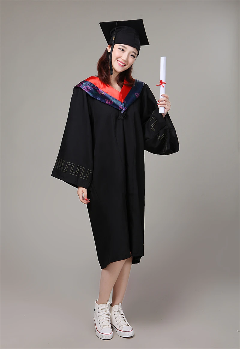 6Style University Graduation Gown Student High School Uniforms Class Team Wear Academic Dress for Adult Bachelor Robes+Hat Set - Цвет: Color6