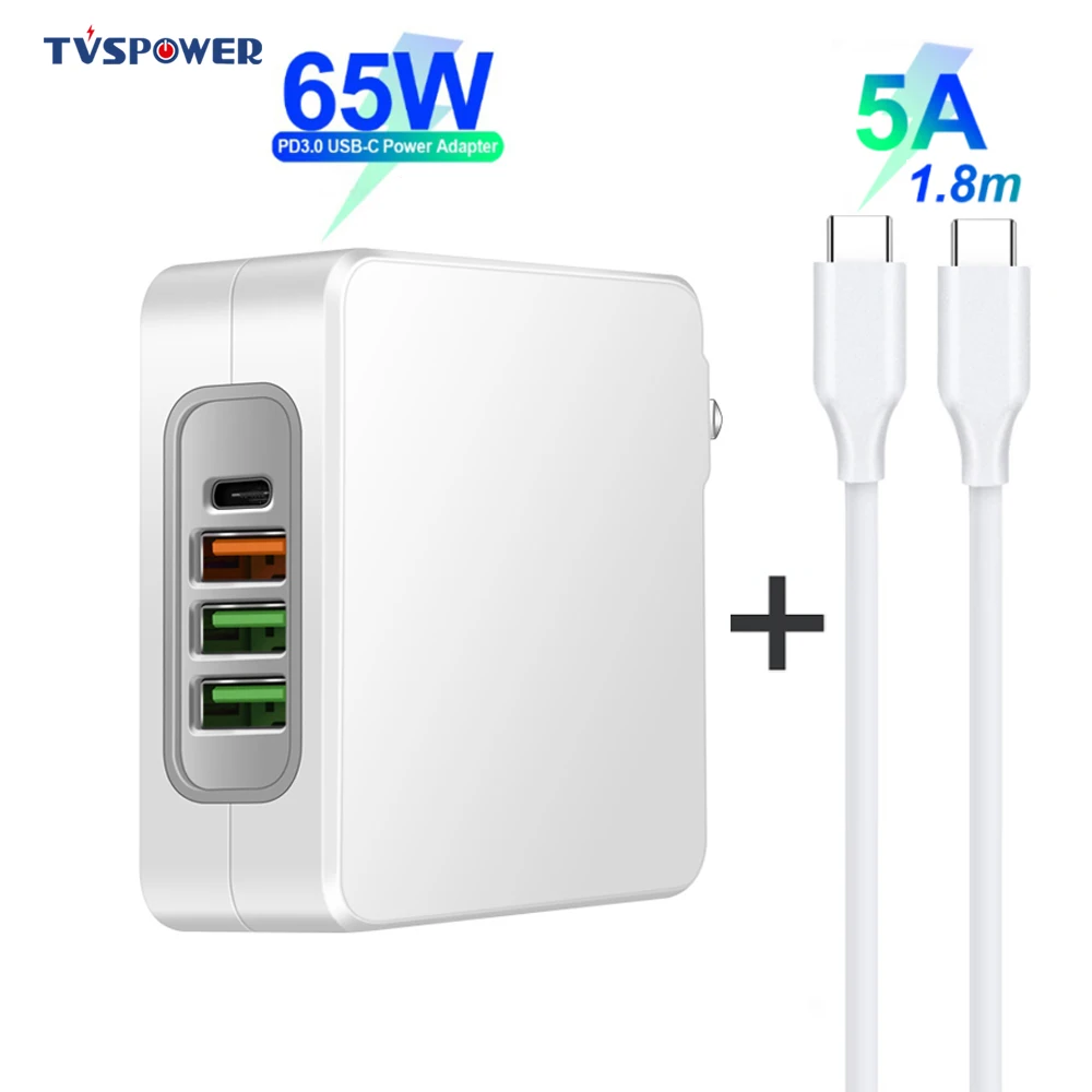 

4port 65W USB-C Power Adapter,1Port PD45W for MacBook Air Xioami iPad Pro, 3Port QC3.0 24W Charger For iPhone11 huawei p20/30 s9