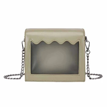 

Fashion Square Handbag Chain Shoulder Bag Transparent Wave Window Crossbody Mobile Phone Clutches Sling Messenger Bag for Female