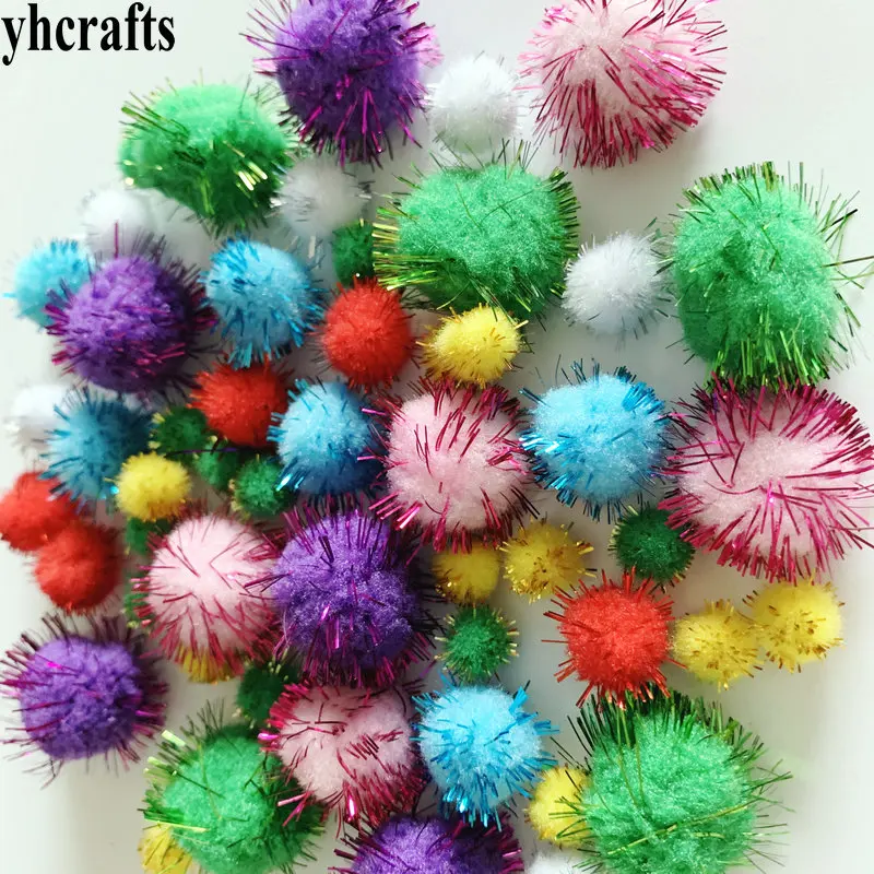 Glitter Christmas Pom-Poms, Craft Supplies, Crafts Pom Poms, Bulk Craft  Accessories, Christmas, 150 Pieces, Multicolor