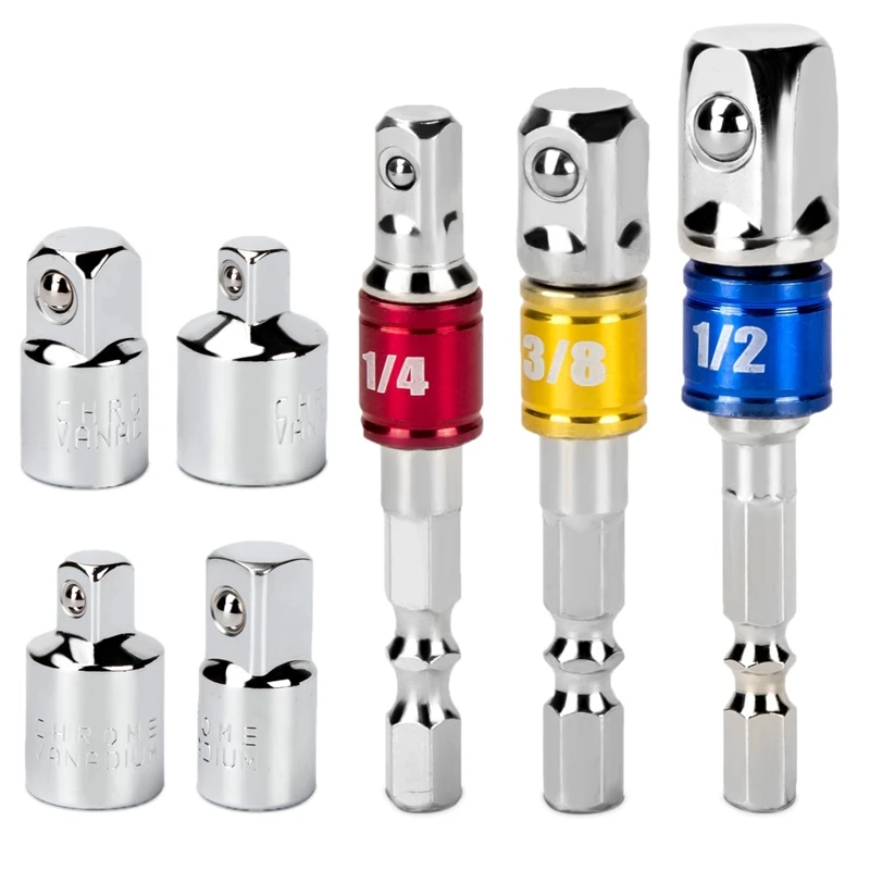 

Cordless screwdriver Socket adapter Socket wrench Nut set 3-piece 1/4 3/8 / 1/2 inch and socket adapter 4-piece 1/4 to 3/8 - 3/8