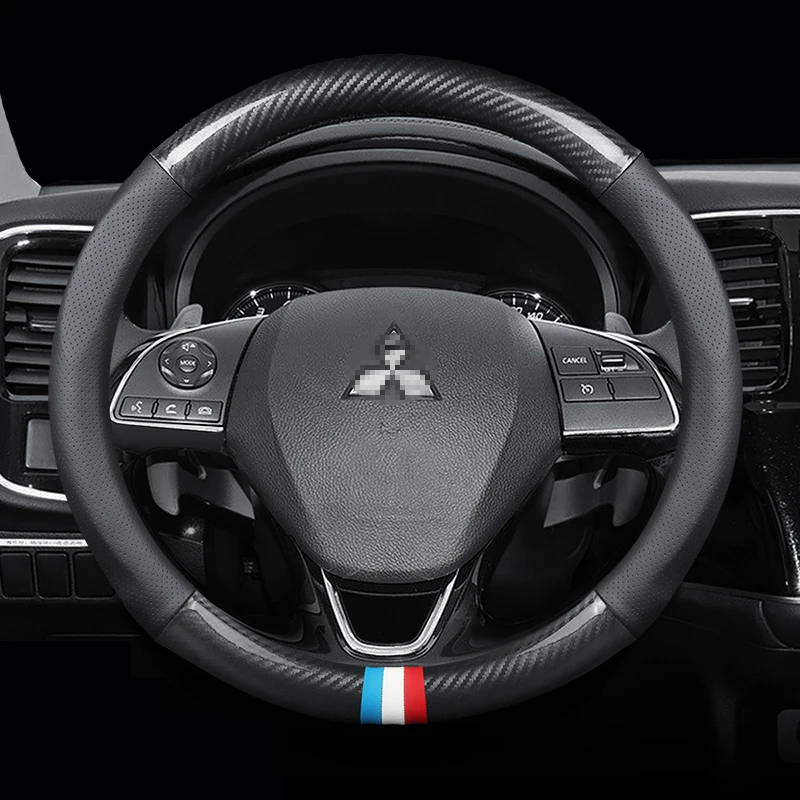 Чехол рулевого колеса автомобиля для Mitsubishi Pajero Outlander ASX Lancer X 10 Galant углеродное