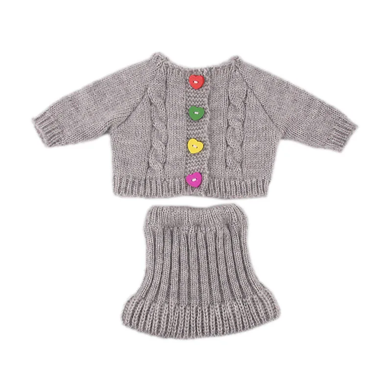 Кукольная одежда свитер с цветными пуговицами и водолазка с капюшоном для 18 дюймов, американский и 43 см, рождественский подарок для девочки
