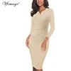 Vfemage Women Spring Summer Elegant Ruched Embellished Waist Work Office Business Cocktail Party Bodycon Pencil Sheath Dress 007 1