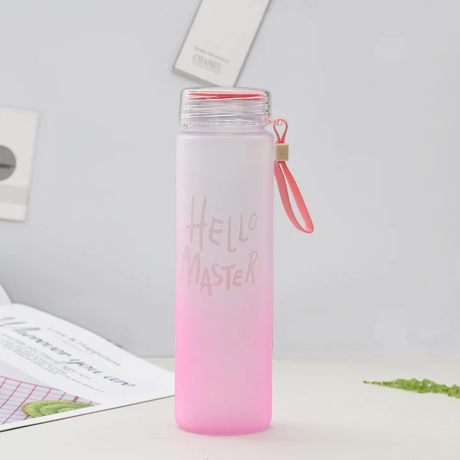 Модная пластиковая бутылка для воды Спорт 500 мл переносная веревка детская посуда наружная герметичная печать Тыква скалолазание бутылки для воды - Цвет: Pink