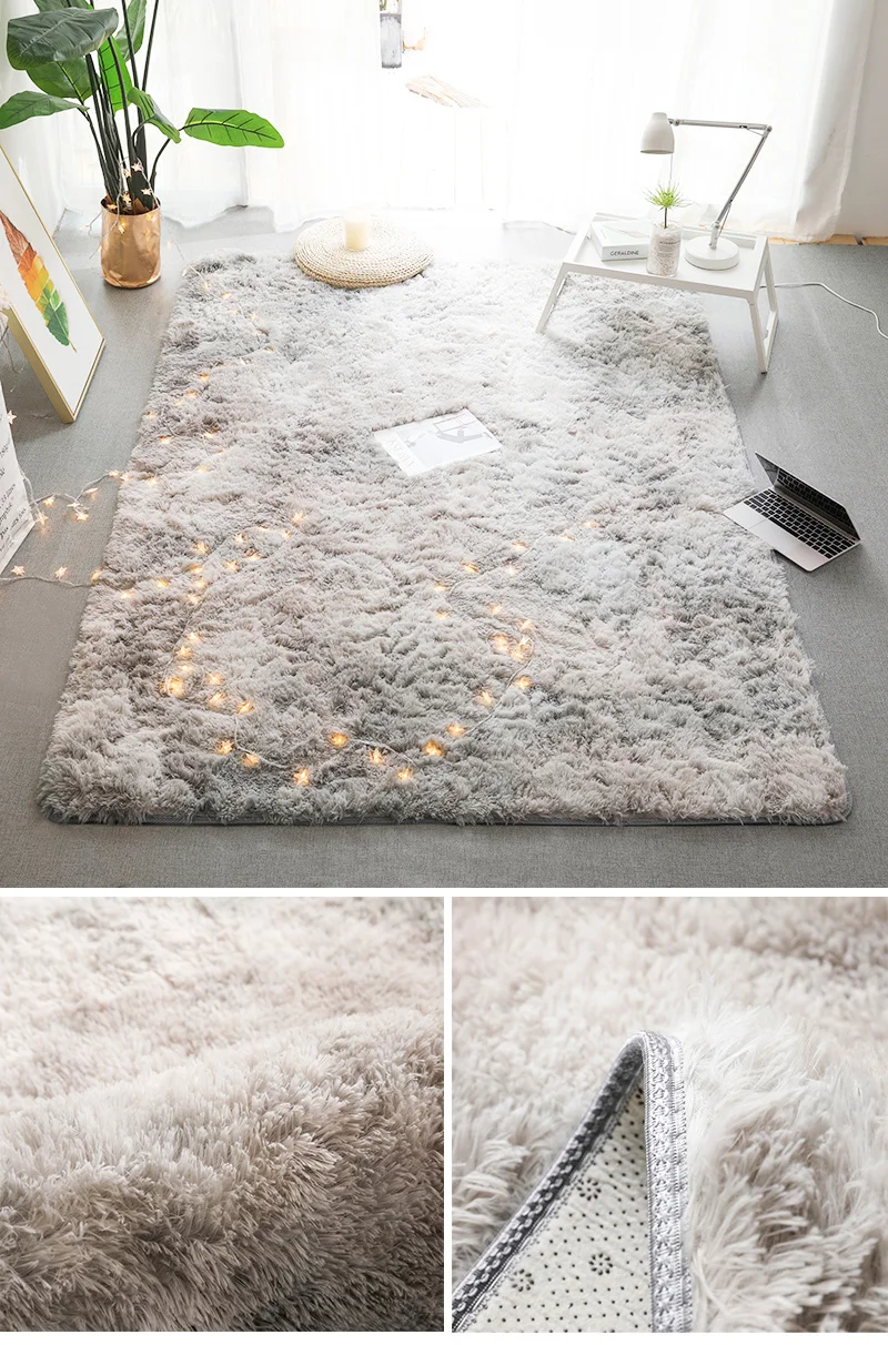 Thicked Fluffy Living Room Brown Carpet and Rugs for Kids Room Bedroom Pink Blue Area Rug Tapete Shaggy Floor Mat Super Soft