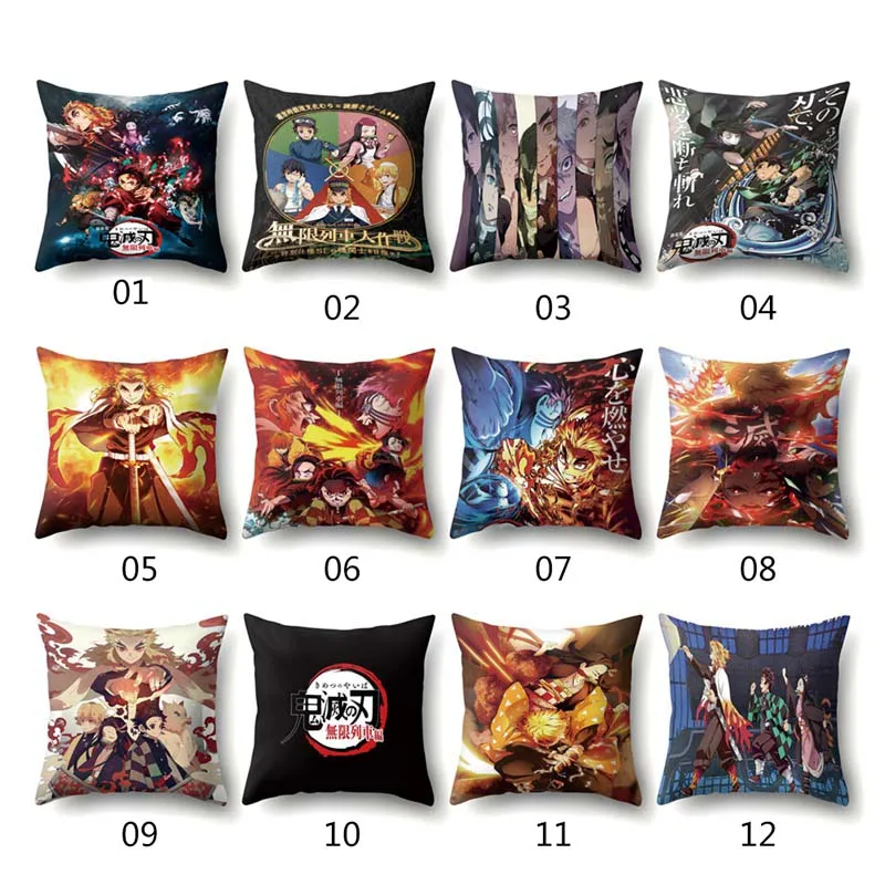 

2020 Demon Slayer Kimetsu No Yaiba Anime Pillow Cushion Case Cover Home Decor Cartoon Art Print Pillowcase