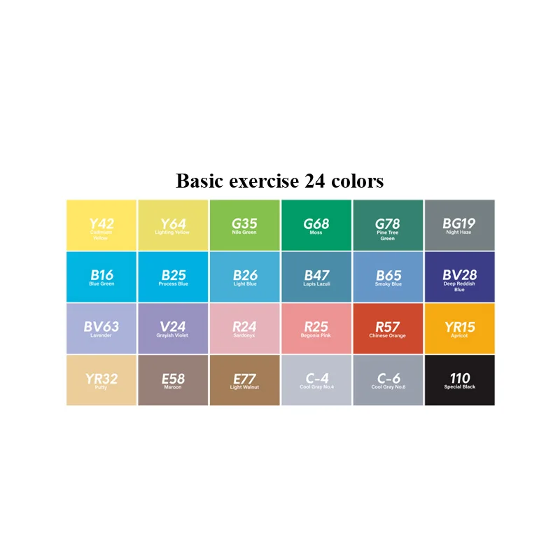Basic-24colors Croma Двойные головки для рисования 12/24/36/48/60/72/216 Цвета Водонепроницаемый эскиз жирной на спиртовой основе маркер для аниме студентов дизайн - Цвет: Basic-24colors