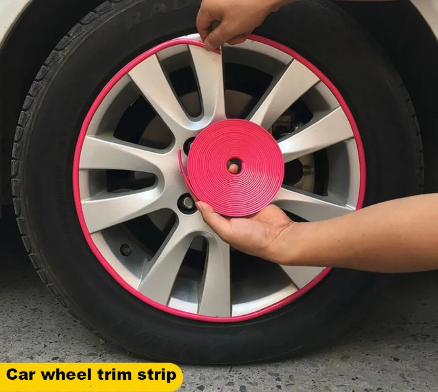 

8M Car Wheel Hub Trim Strip Rubber Moulding Trim Tire Guard Line Wheel Rim Protector Anti Collision Scratch Sticker Decoration