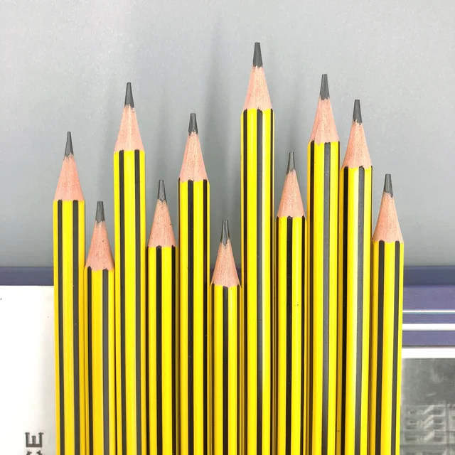 12 Pcs Lot Diy Cute Plastic Black Refilled Durable Hb Painting Drawing Pencil Stripe For Office And School Supplies Standard Pencils Aliexpress