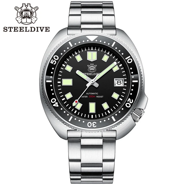 Steeldive SD1970 White Date Background 200M Wateproof NH35 6105 Turtle Automatic Dive Diver Watch 1