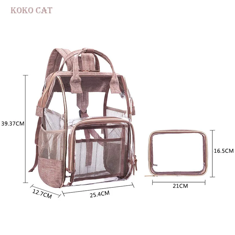 

Bags for Women 2019 Transparent PVC Backpack Set Clear Backpacks Women High Quality School Bag for Teenage Girl Mochila Mujer