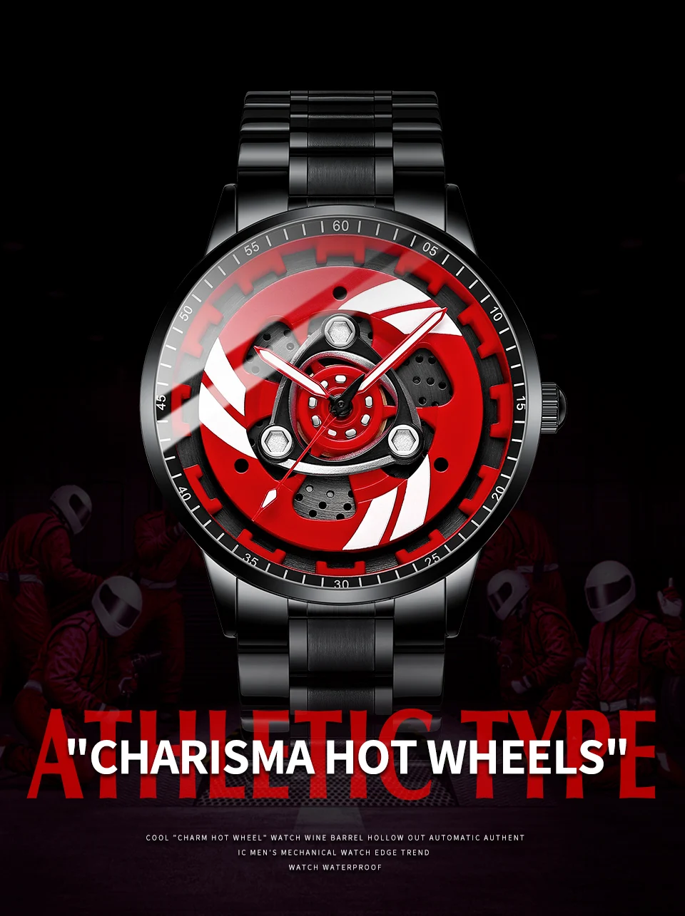 Original 3D Men's Watches Waterproof Motorcycle Rim Watch Quartz Men's Sports Watches For Men Clock Mens Spinning Watches Sneakatelier