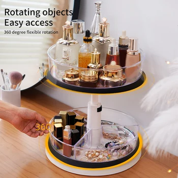 

2 Tier Countertop Cabinet 360 Degree Ratation Lazy Susan Round Turntable Organizer For Spices Food Storage Container Raised Edge