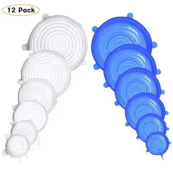 

12pcs/set Reusable Silicone Wrap Keeping Food Fresh & Sealed Kitchen Tools Stretchy Lids with 6 Different Sizes