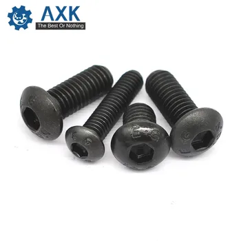

AXK 1000Pcs M4 4mm ISO7380 stainless steel with Black Hexagon Socket Button Head Screw Furniture Mushroom Cap Hex Bolts