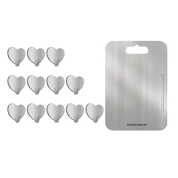 

2 Pcs Accessories: 12 Pcs Adhesive Hooks, Heart Shape Seamless Sticky Hooks & 1 Pcs Chopping Block Cutting Board
