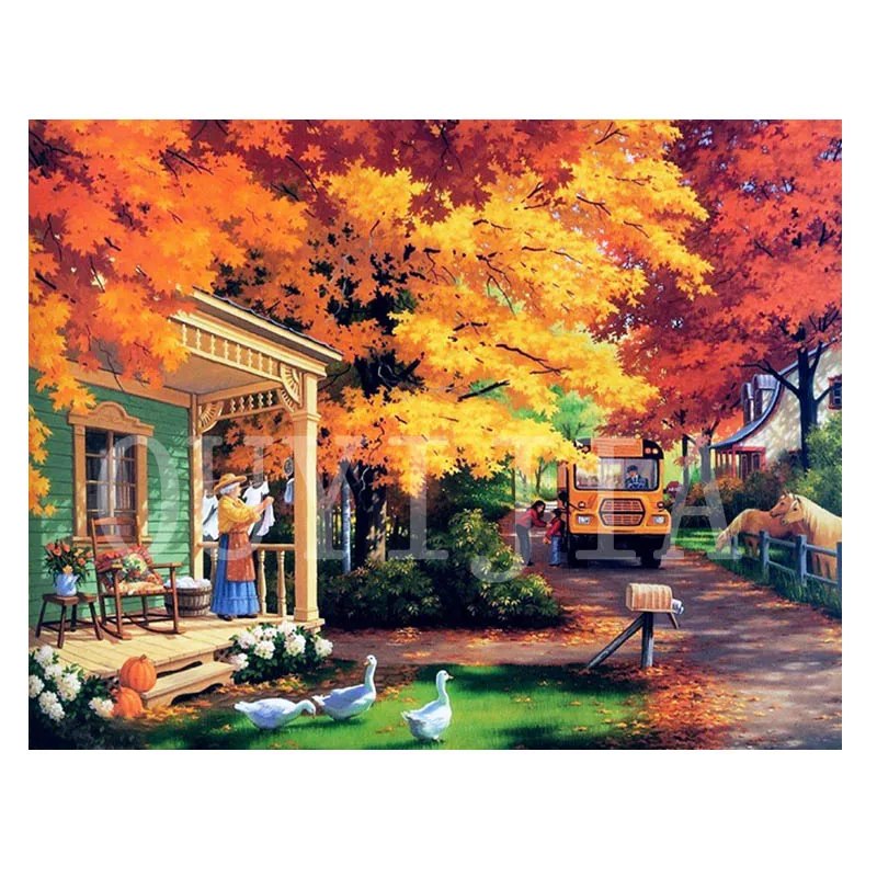 

OUYIJIA5d DIY Diamond Painting Landscape House Full Square Round Rhinestone Embroidery Craft Home Decoration Painting