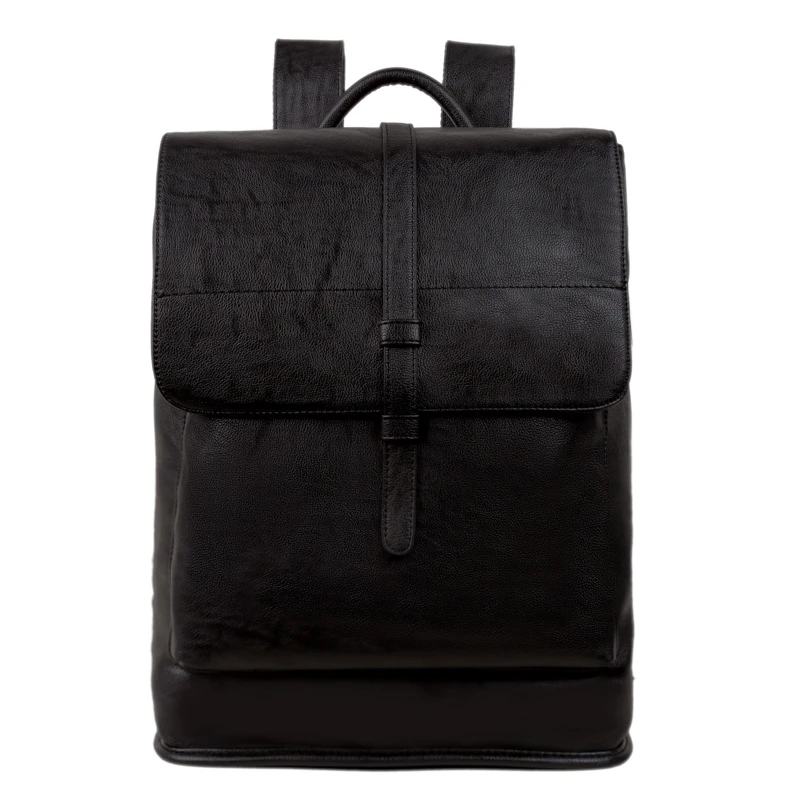 

Black Vintage Laptop Leather Backpacks For School Bags Men PU Travel Leisure Backpacks Retro Casual Bag Teenager School Bags