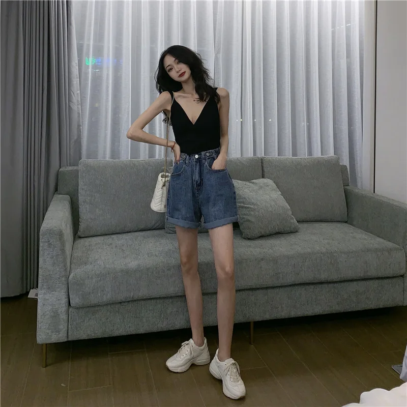 Летнее женское платье с v-образным вырезом xiao zhen zhi Camisole+ свободные универсальные широкие шорты для похудения