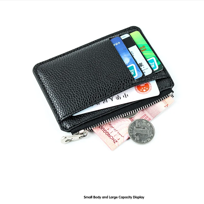 

2020 Mini wallet With zipper Double-sided men's credit card bag wallet driver's license package card holder Leather wallet