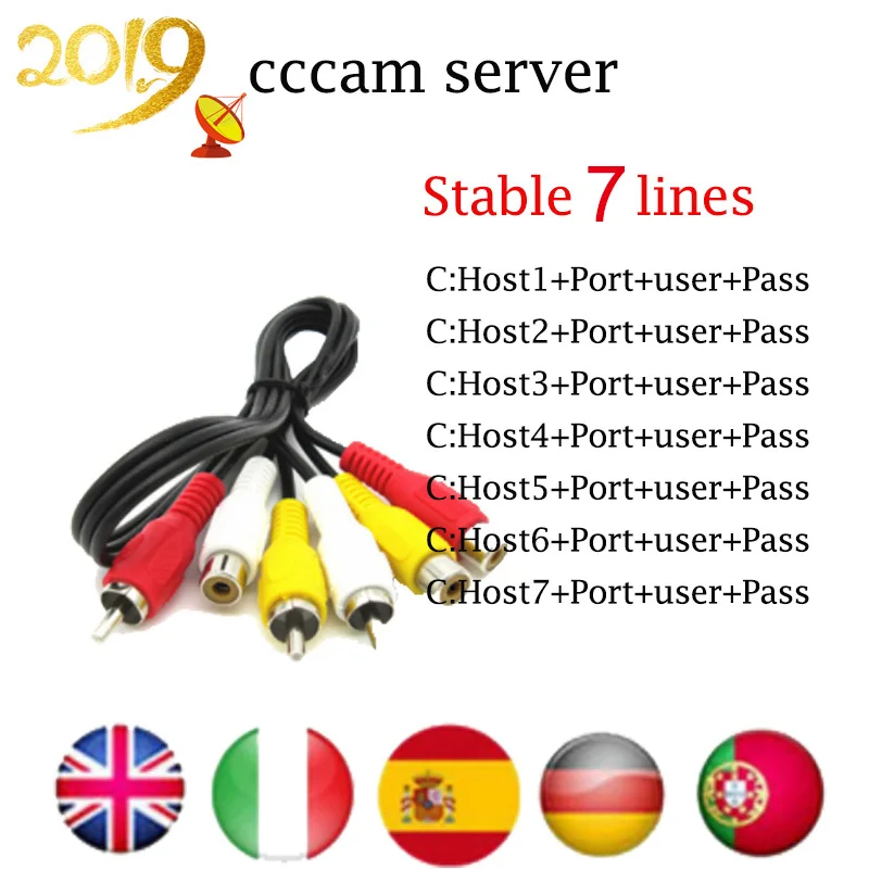 

2019 Free panel CCcam Cline for 1 2 Year 7lines Europe Support Spain Receptor Cccams cline 7 lines