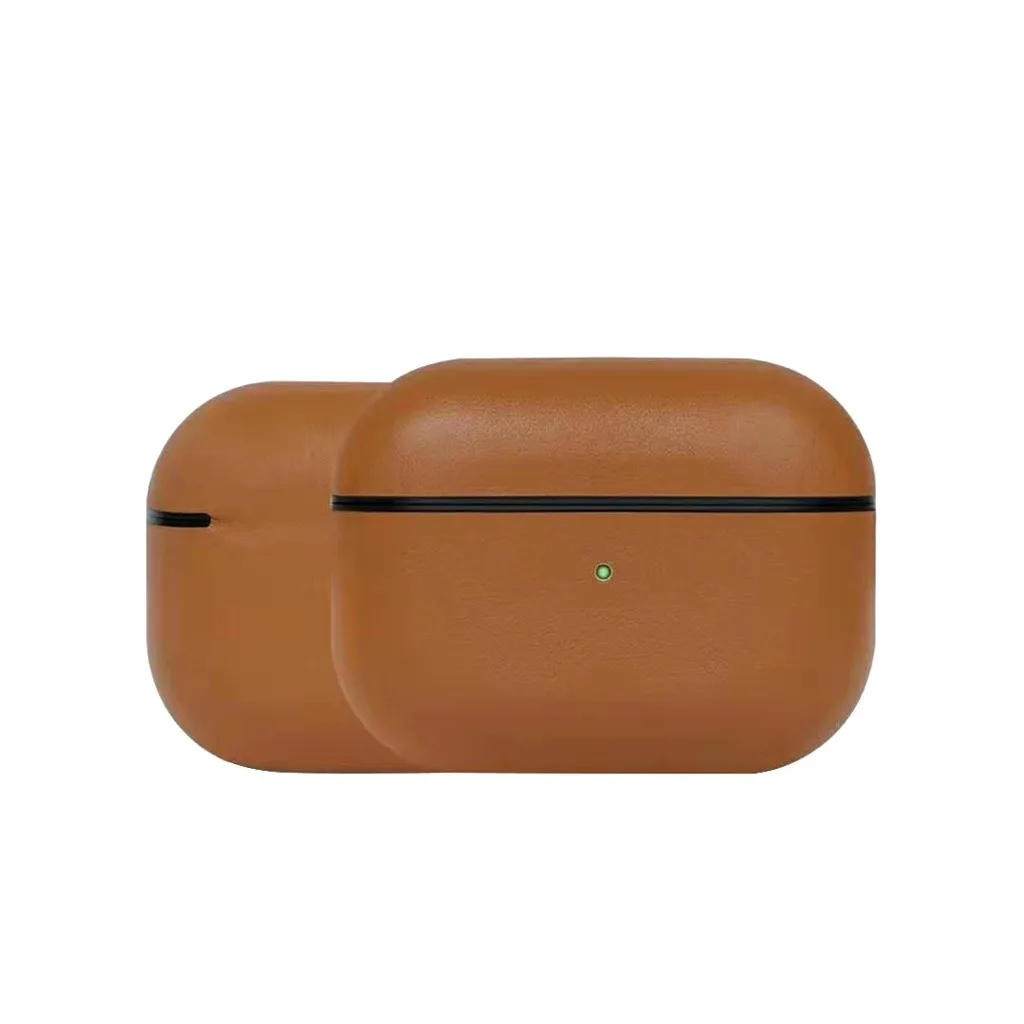 Для AirPods Pro из натуральной кожи защитный чехол для наушников кожный чехол Горячий против ударов супер тонкий противоударный для AirPods Pro - Color: Brown