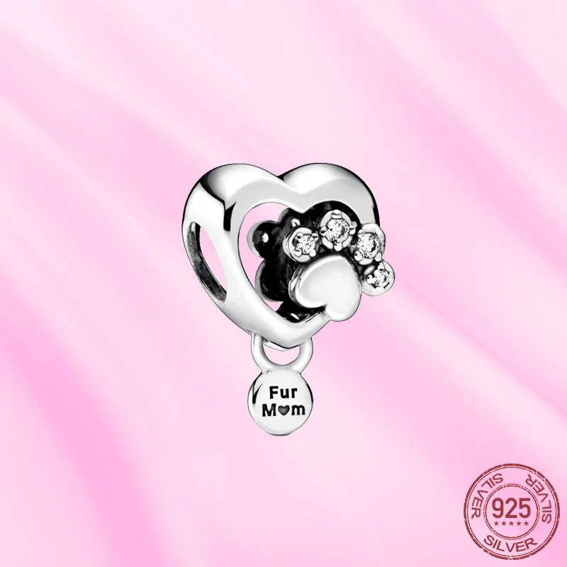 2021 New 925 Sterling Silver glitter Claw Heart Charm pendant Fit for Original Pandora Bracelets Women DIY Birthday Jewelry gift | Украшения