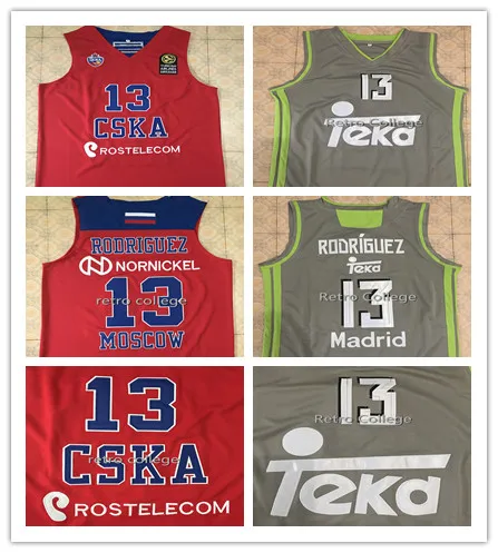 

high quality #13 SERGIO RODRIGUEZ CSKA MOSCOW Throwback mens Basketball Jersey Embroidery Stitched any Number and name