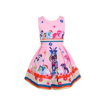 

2019 New Spring and Summer My Princess Girl Print Dress Rainbow Pony Birthday Party Vestidos Dress Baby Child Flower Apparel