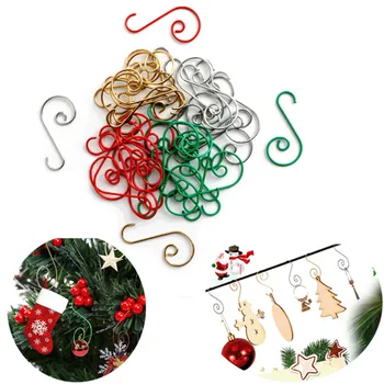 

50pcs Metal Hook Christmas Ornaments Hanging Pendants Xmas Tree Decor 2020 Navidad New Year Christmas Decoration Party Supplies