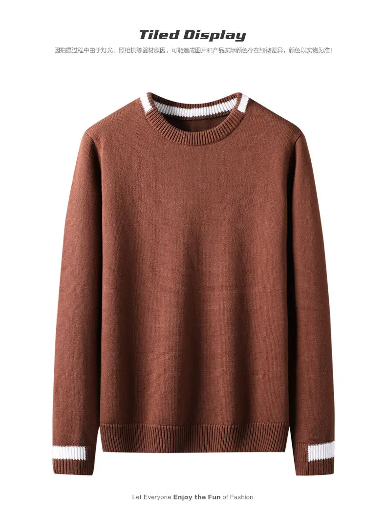 6Colors Fashion Sweaters Men Pullover 100% Cotton Solid Male Sweater Jumper Autumn Winter Crew-Neck Knitwear 2019 New MuLS Brand 11