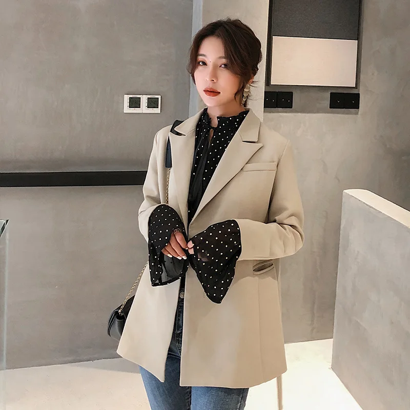 Spring Women Fashion New None Button Office Lady Suit Casual Slim Jacket Coat with belt