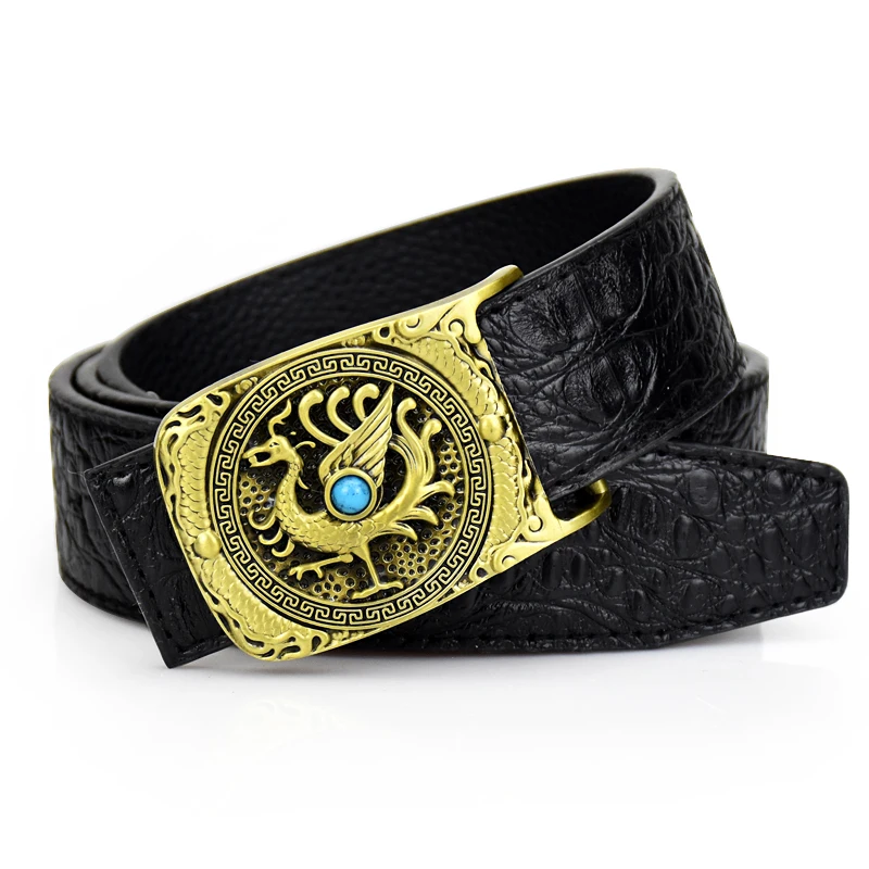 men belt Luxury designer Crocodile pattern belts high quality fashion ceinture Jeans black waistband men punk belt free shipping