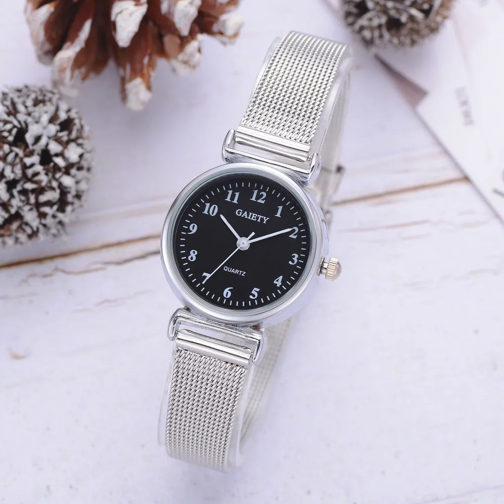 Simple silver watches women blue stainless steel mesh strap fashion casual wild quartz bracelet watch relogio feminino