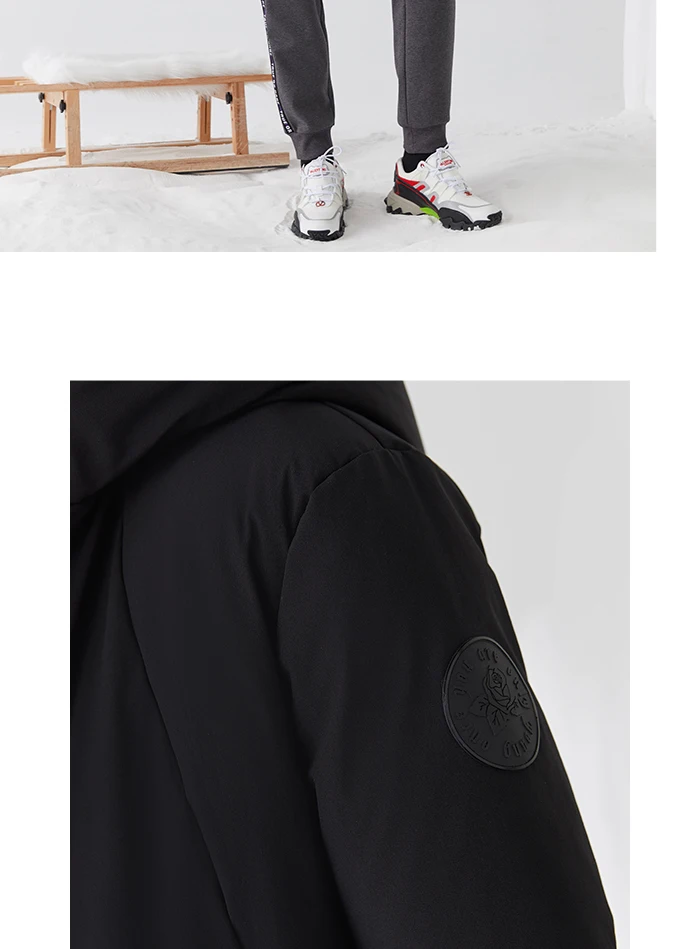 SEMIR толстый зимний мужской пуховик брендовая одежда с капюшоном черный серый длинный теплый белый утиный пух пальто мужские пальто