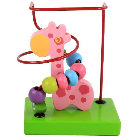 Горячая Детское красочное мини животное деревянное лабиринт бусины обучающая игрушка забавные вокруг бусины для детей подарок ZXH - Цвет: giraffe