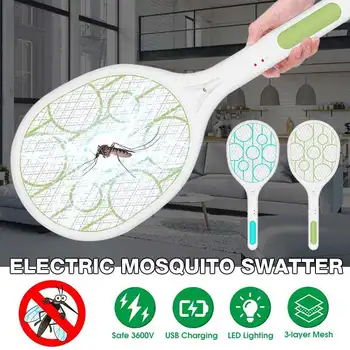 

3600V USB Rechargeable Electric Fly Mosquito Swatter Mosquito Killer Bug Zapper Handheld Racket Insects Killer With LED Light