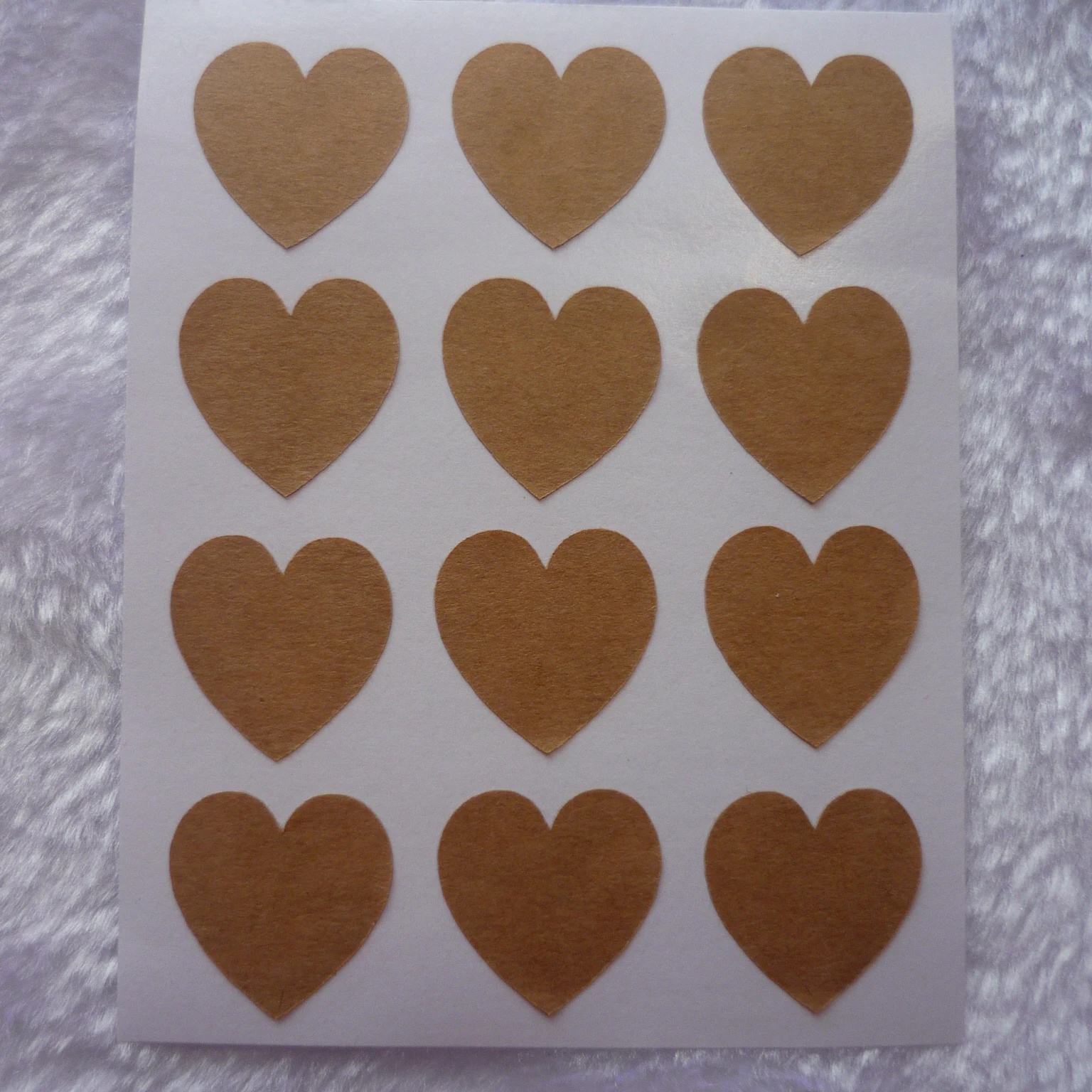 19mm/0.75inch Natural Brown Kraft Small Heart Colored Stickers