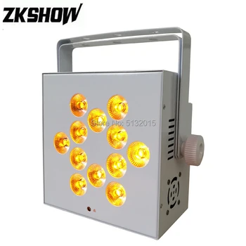 

12*10W RGBW LED Flat Uplight Wash Wireless Battery Light With Remote Control Wedding Music Pro Stage DJ Disco Party Lighting