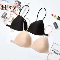Sexy Backless Bra Lace Deep U Low Back Bralette Thin Cup Brassiere Halter Soft Seamless Elastic Underwear Tank Tops Encaje Mujer