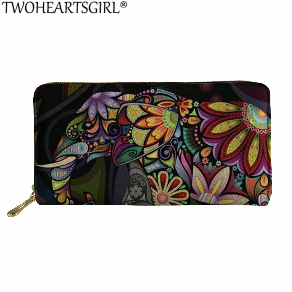Twoheartsgirl 3d животных со слонами, кожаный кошелек, клатч на молнии, кошелек для карточек Для женщин, Длинный кошелек, портмоне Женская дорожная сумка с отделением для карт - Цвет: Z4563Z21