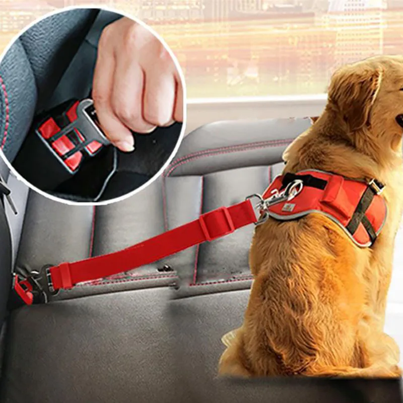 

Vehicle Car Pet Dog Seat Belt Puppy Car Seatbelt Harness Lead Clip Pet Adjustable Nylon Auto Traction Safety Lever Dog Seat Belt